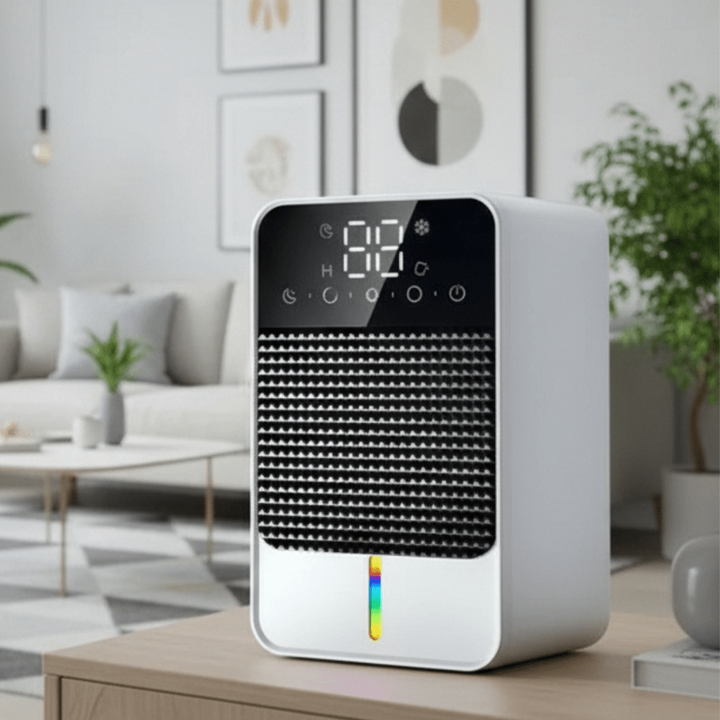 Basement Crawl Space Mini Dehumidifier for Bedroom with LED Touch Panel 1500ml Tank and Drain Hose - Image 1