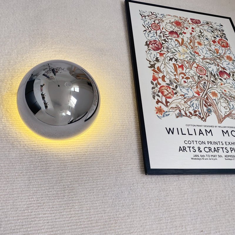 Round Metal Wall Lamp | LED Halo Backlight Effect | Modern Sculptural Design for Hallways, Bedrooms &amp; Living Rooms 4