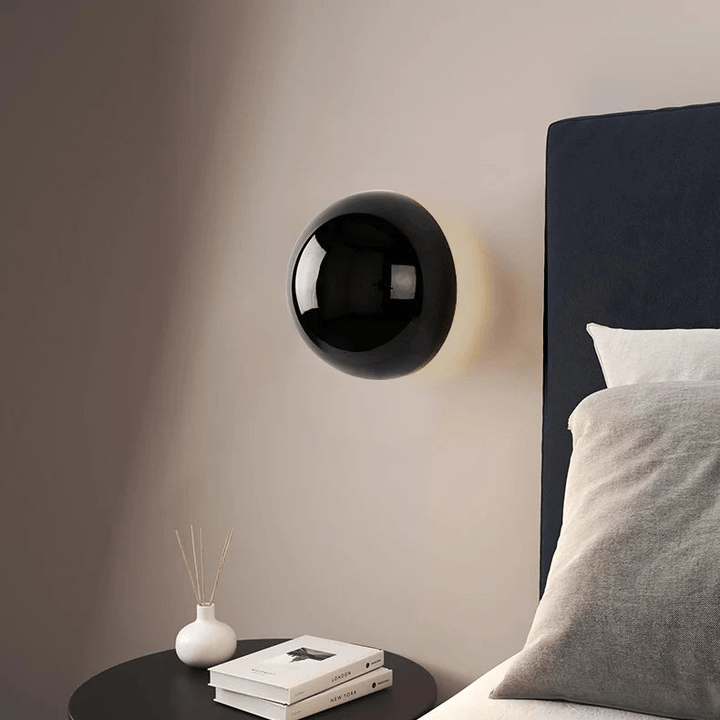 Round Metal Wall Lamp | LED Halo Backlight Effect | Modern Sculptural Design for Hallways, Bedrooms &amp; Living Rooms 2