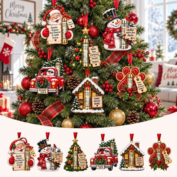 Gift Box Ornament Hanging Christmas Tree Festive with Hidden Compartment 4