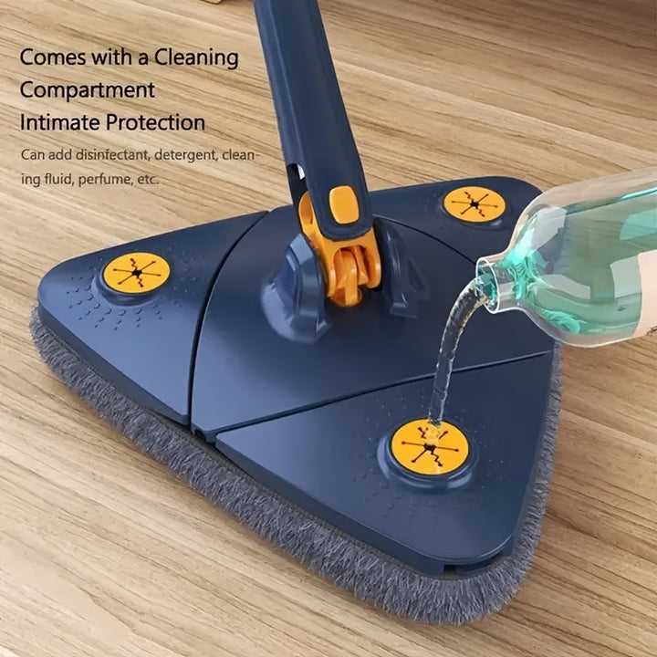 360° Rotating Triangle Mop, Stainless Steel Handle 120 cm | Microfiber Pad | Reaches Corners &amp; Under Furniture 2