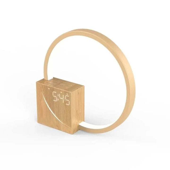 Bedside Table Lamp Alarm Clock LED Digital USB Rechargeable Wood Display - Image 7