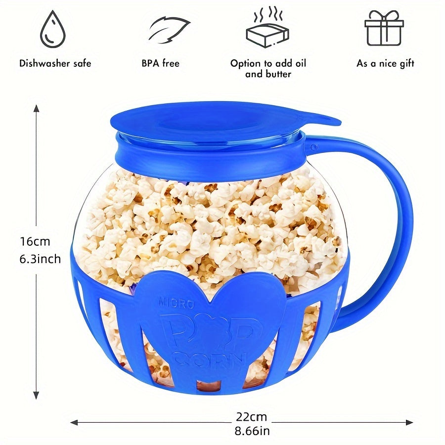 Glass Popcorn Maker, Heat-Resistant Borosilicate, 1.9 Litre Capacity | Red or Blue | Microwave Use, No Oil, Dishwasher Safe 3
