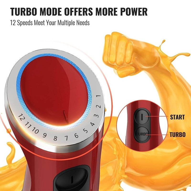 5-in-1 Immersion Handheld Blender Set | 1000W Copper Motor, 12 Speeds + Turbo | Stainless Steel Blades for Smoothies &amp; Soups 5