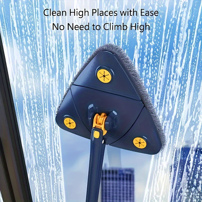 360° Rotating Triangle Mop, Stainless Steel Handle 120 cm | Microfiber Pad | Reaches Corners &amp; Under Furniture 7