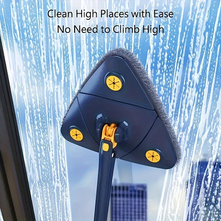 360° Rotating Triangle Mop, Stainless Steel Handle 120 cm | Microfiber Pad | Reaches Corners &amp; Under Furniture 7
