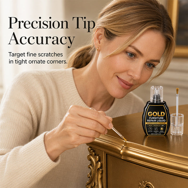 Gold Touch-Up Paint 20 ml | Dual-Tip Brush &amp; Precision Applicator | High-Gloss Metallic Finish for Furniture Repair 3
