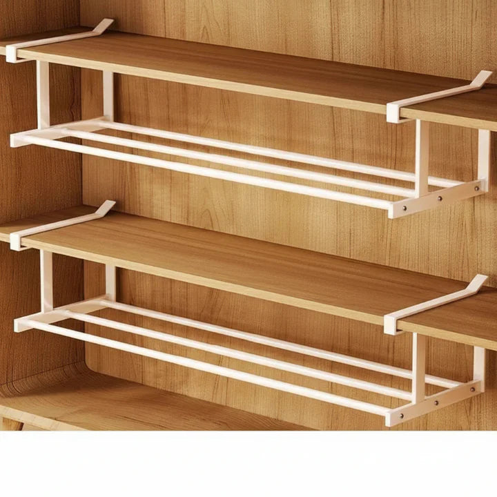 Under-Shelf Storage Rack, Iron, Adjustable 30–50 cm | White or Black | No Drilling, No Tools, Doubles Shelf Space 1