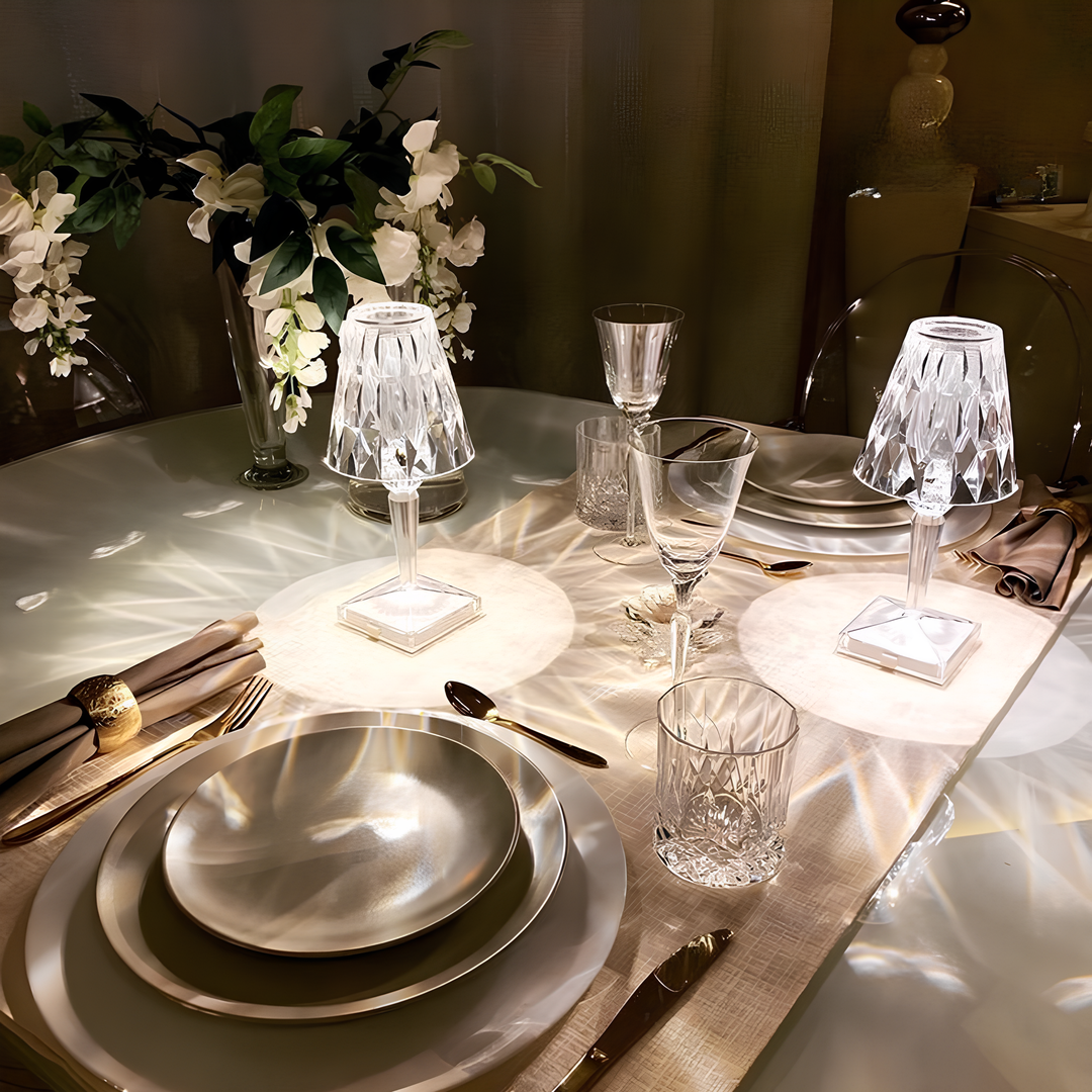 Crystal Table Lamp Acrylic 26 x 12 cm | Touch Control, Rechargeable | 3 Light Colours, USB Charging Cable Included 13