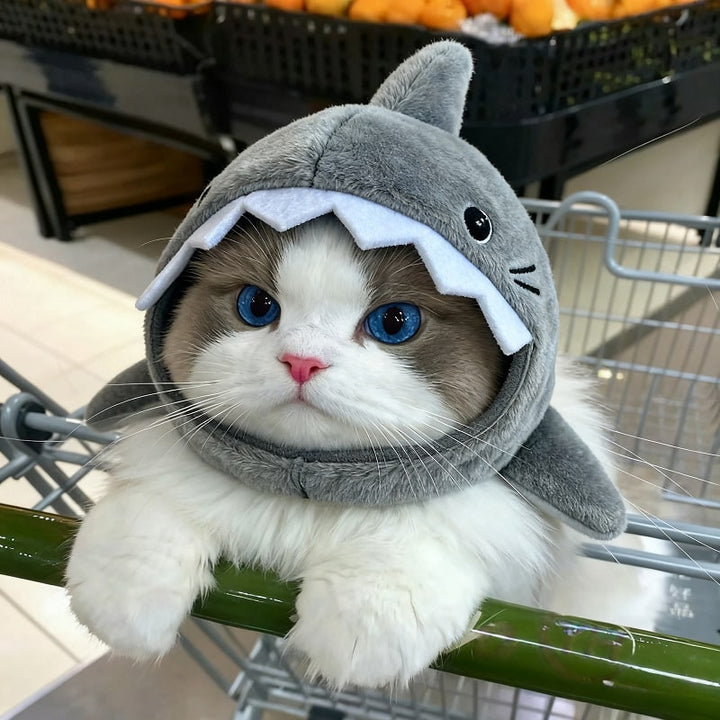Cat Hat for Shark Plush Costume with Adjustable Chin Strap - Image 3