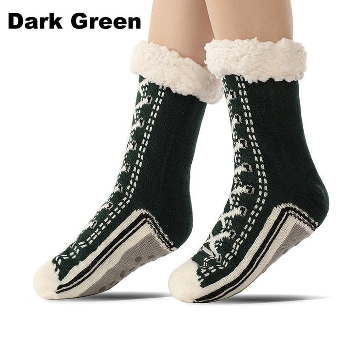 Anti-Slip Crew Socks Grip Sole Moisture-Wicking Jacquard Knit 17