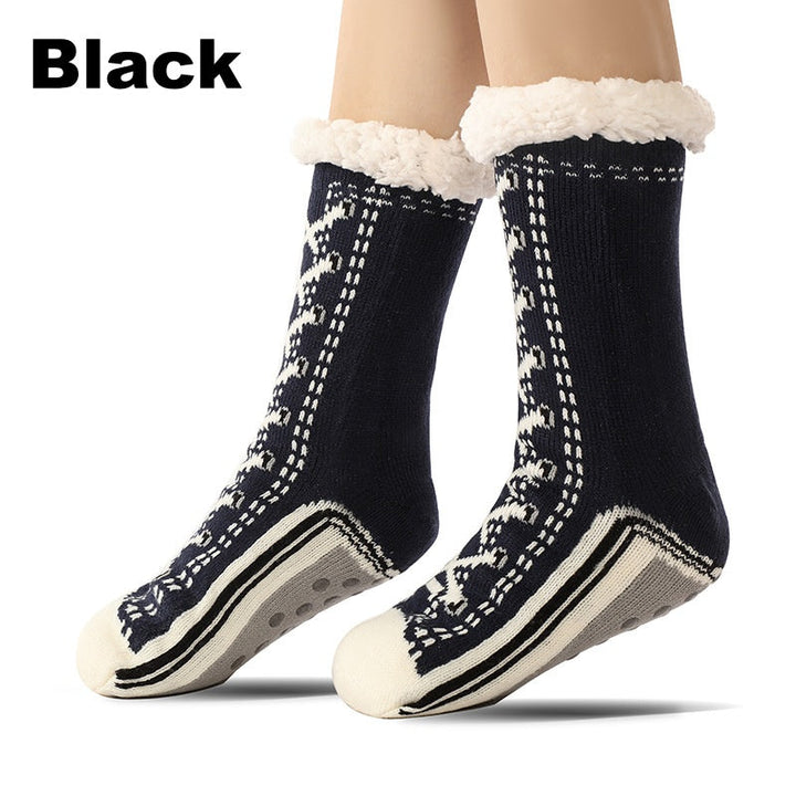 Anti-Slip Crew Socks Grip Sole Moisture-Wicking Jacquard Knit 11