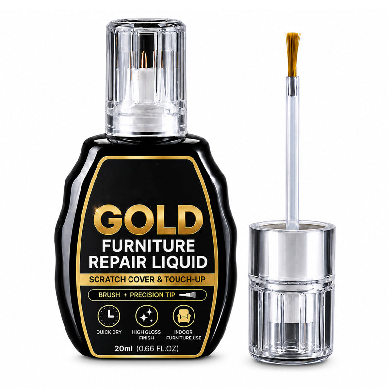Gold Touch-Up Paint 20 ml | Dual-Tip Brush &amp; Precision Applicator | High-Gloss Metallic Finish for Furniture Repair 9