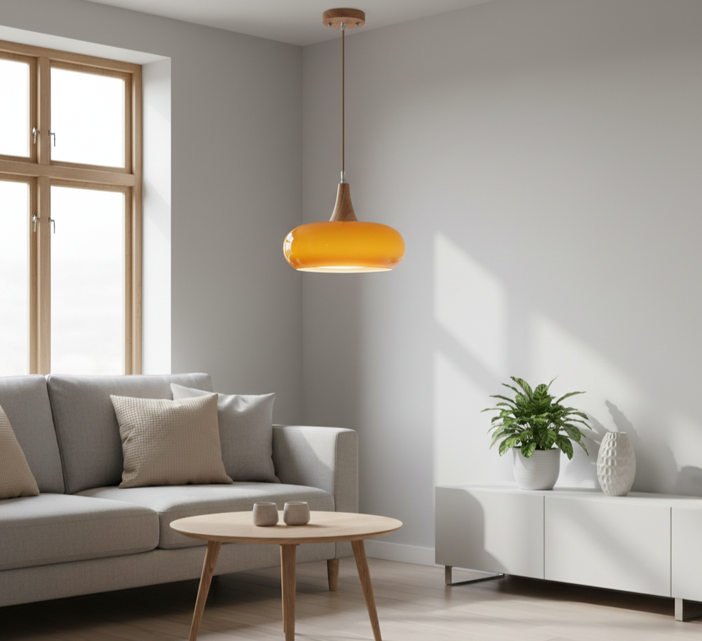 Charlotte pendant light installed in living room