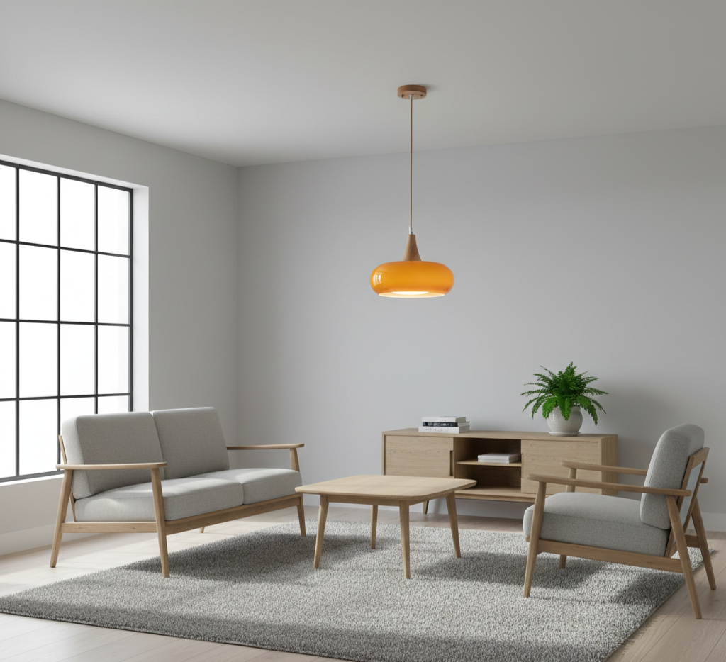 Charlotte pendant light installed in living room single