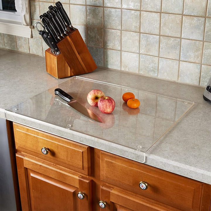 Clear Acrylic Plastic Cutting Board with Non-Slip Feet and Counter Lip Edge Protector - Image 5