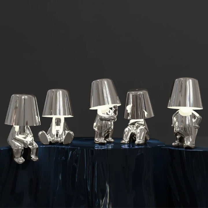 Cordless Table Lamp Rechargeable LED USB Metal Figure Sitting Standing Poses Thinker - Image 5