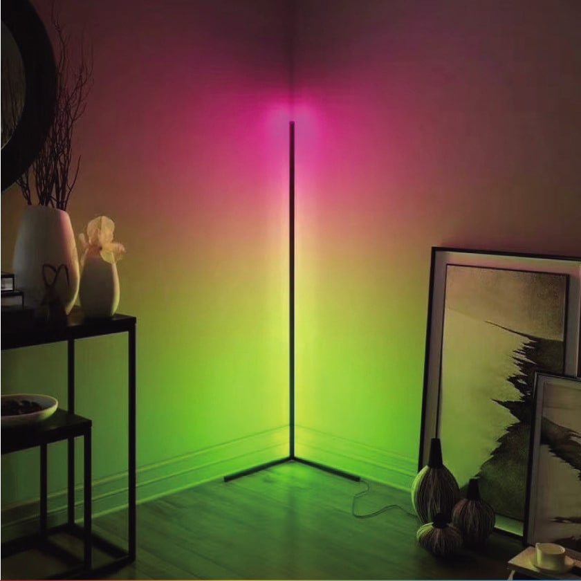 Corner Floor Lamp with Remote Control and Color Changing Rgb LED Light Mid Century Modern - Image 1