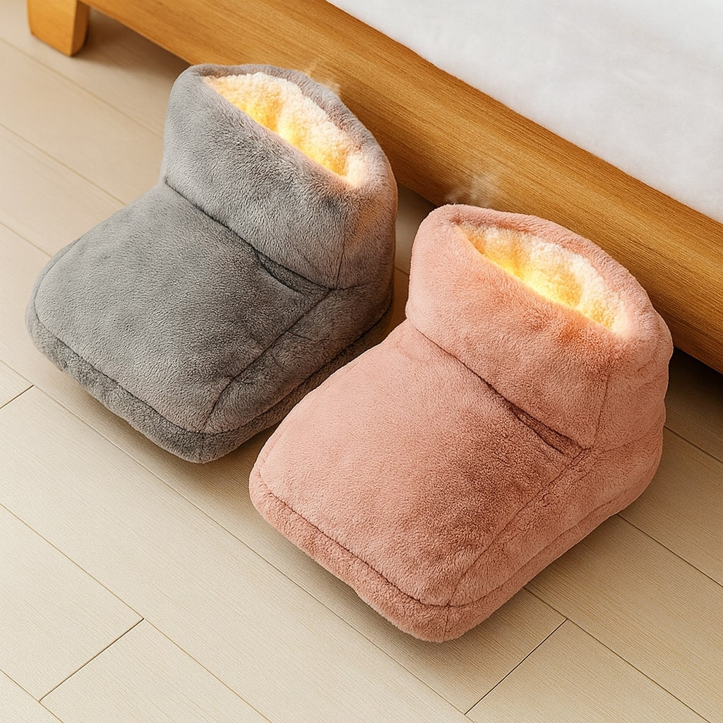 Electric Foot Warmer, Soft Fleece, One Size | Grey or Pink | 3 Heat Settings, USB Powered, Washable Cover, 5V Safe 1