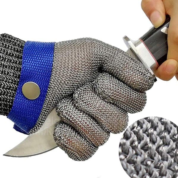 Stainless Steel Mesh Gloves | Adjustable Cuff, Full Dexterity | Cut Resistant Protection for Kitchen &amp; Industrial Use 1