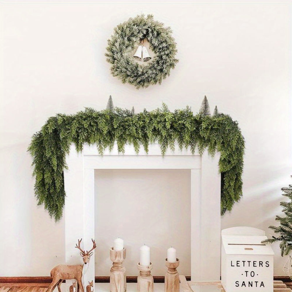 Christmas Garland Artificial Greenery | 2pcs Unlit Strand | Bends Smoothly for Mantle, Stair Rail &amp; Doorway Trim 3