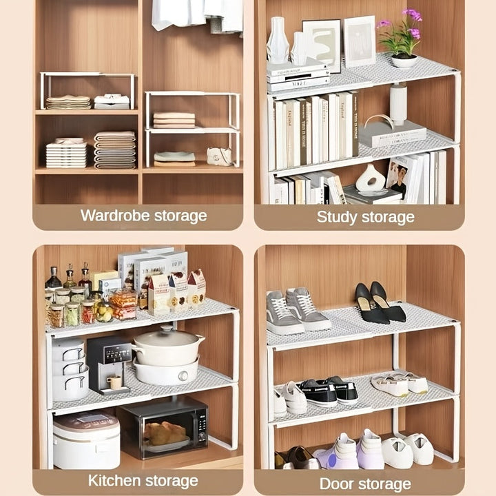 Adjustable Telescopic Shelf Insert 28-43cm, Metal | Black or White | Stackable Storage for Closets, Kitchens &amp; Offices 8