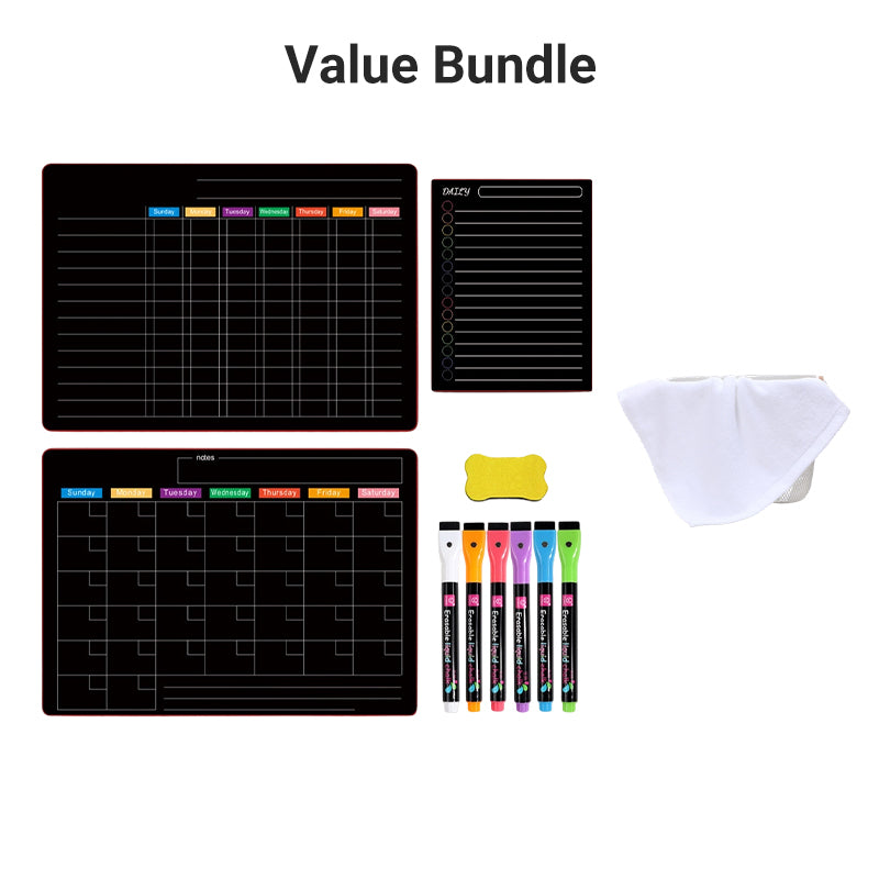 Magnetic Fridge Planner Set Monthly Weekly Boards 6 Neon Markers 21