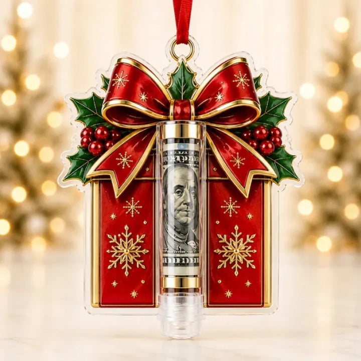 Gift Box Ornament Hanging Christmas Tree Festive with Hidden Compartment 13