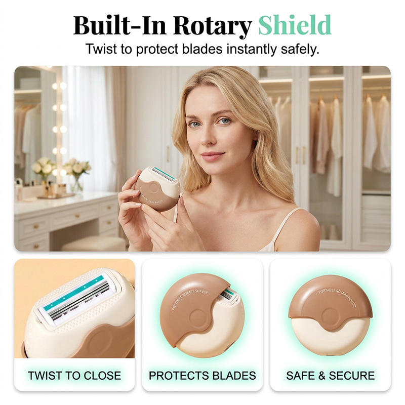 Triple Blade Travel Razor Rotating Protective Shield Strip 2