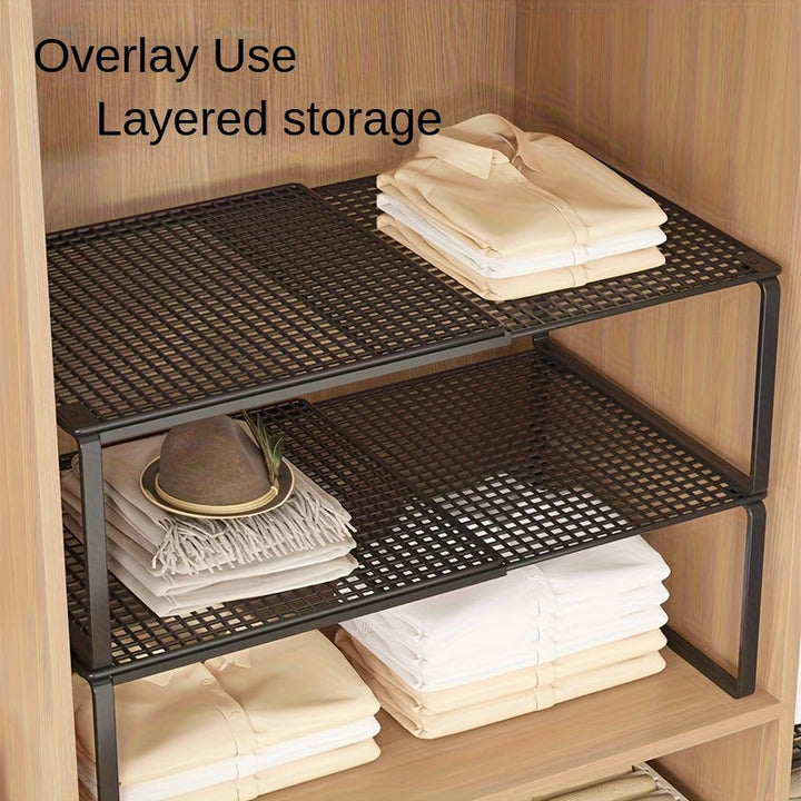 Adjustable Telescopic Shelf Insert 28-43cm, Metal | Black or White | Stackable Storage for Closets, Kitchens &amp; Offices 3