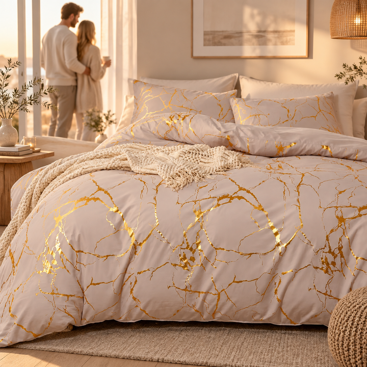 Marble Pattern Duvet Cover Set Matching Pillowcases 1