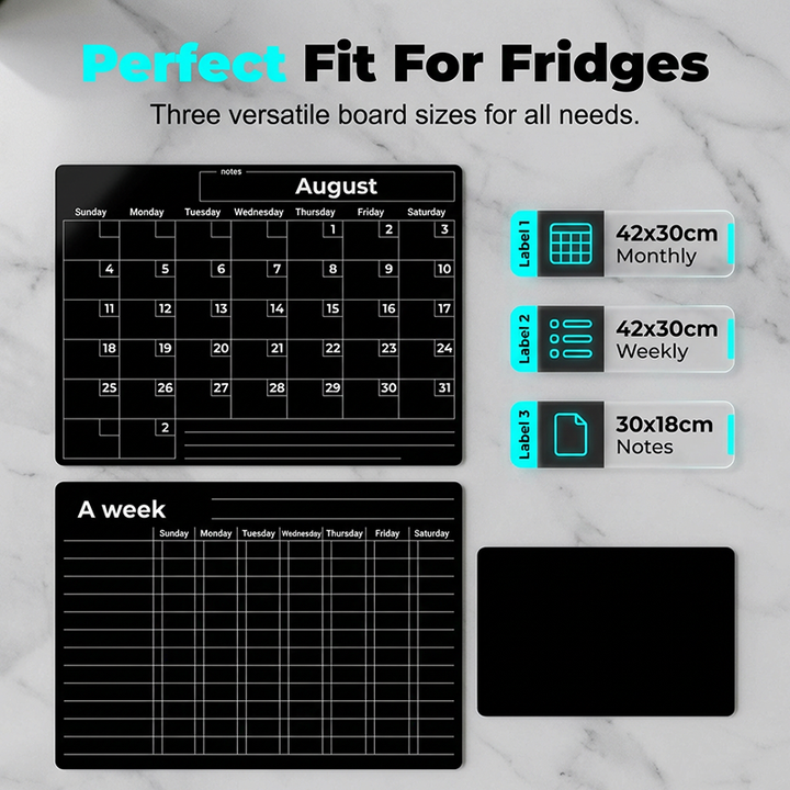 Magnetic Fridge Planner Set Monthly Weekly Boards 6 Neon Markers 7