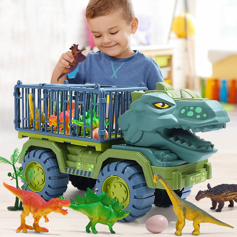 Dinosaur Truck Toy Play Set with Sturdy Plastic Build | Includes Dinosaur Figures &amp; Accessories | Encourages Imaginative Play 1