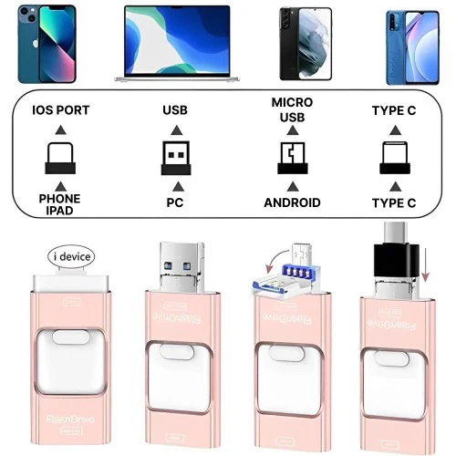 USB Flash Drive for iPhone and Android | Dual-Interface USB-A and Lightning/USB-C | 32GB Capacity for Photos, Videos and Files 8