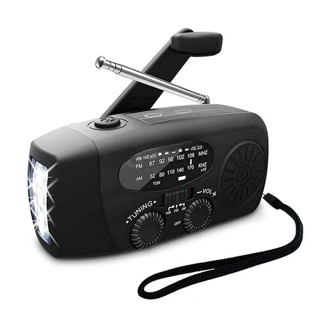 Emergency Hand Crank Radio with Solar Charging | AM/FM Bands, Flashlight &amp; SOS Alarm | 1200mAh USB Power Bank Pack 2