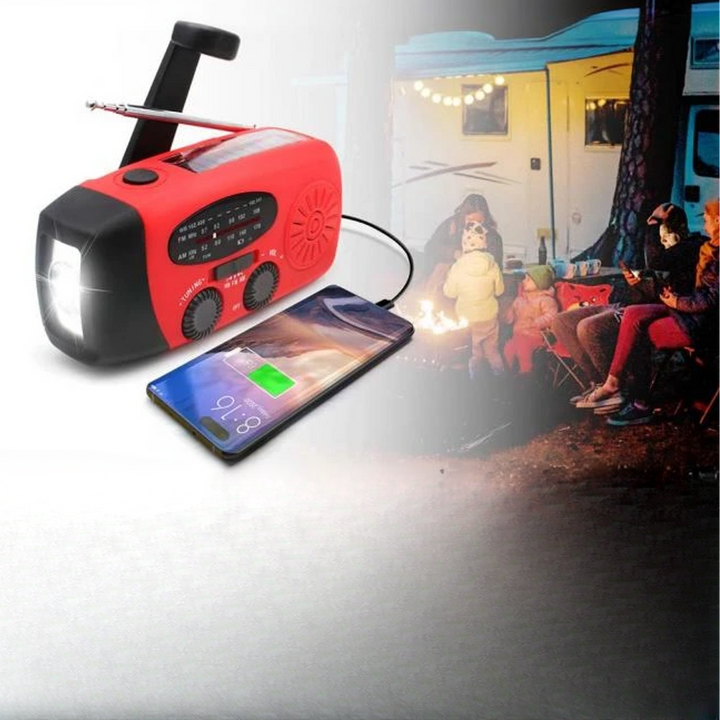 Emergency Hand Crank Radio with Solar Charging | AM/FM Bands, Flashlight &amp; SOS Alarm | 1200mAh USB Power Bank Pack 4