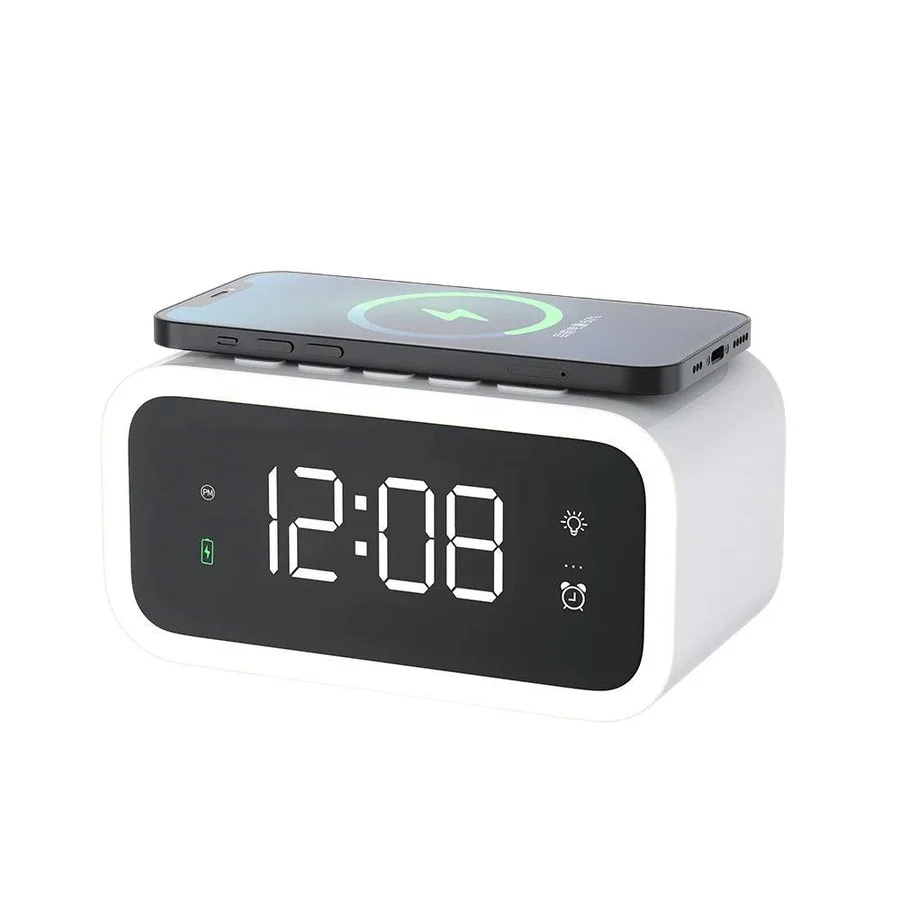 Wireless Charging Alarm Clock | Qi-Enabled Charging Pad with LED Display | Adjustable Brightness, Snooze &amp; Touch Controls 3