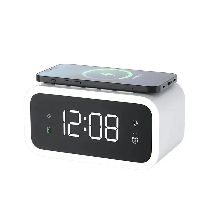 Wireless Charging Alarm Clock | Qi-Enabled Charging Pad with LED Display | Adjustable Brightness, Snooze &amp; Touch Controls 3