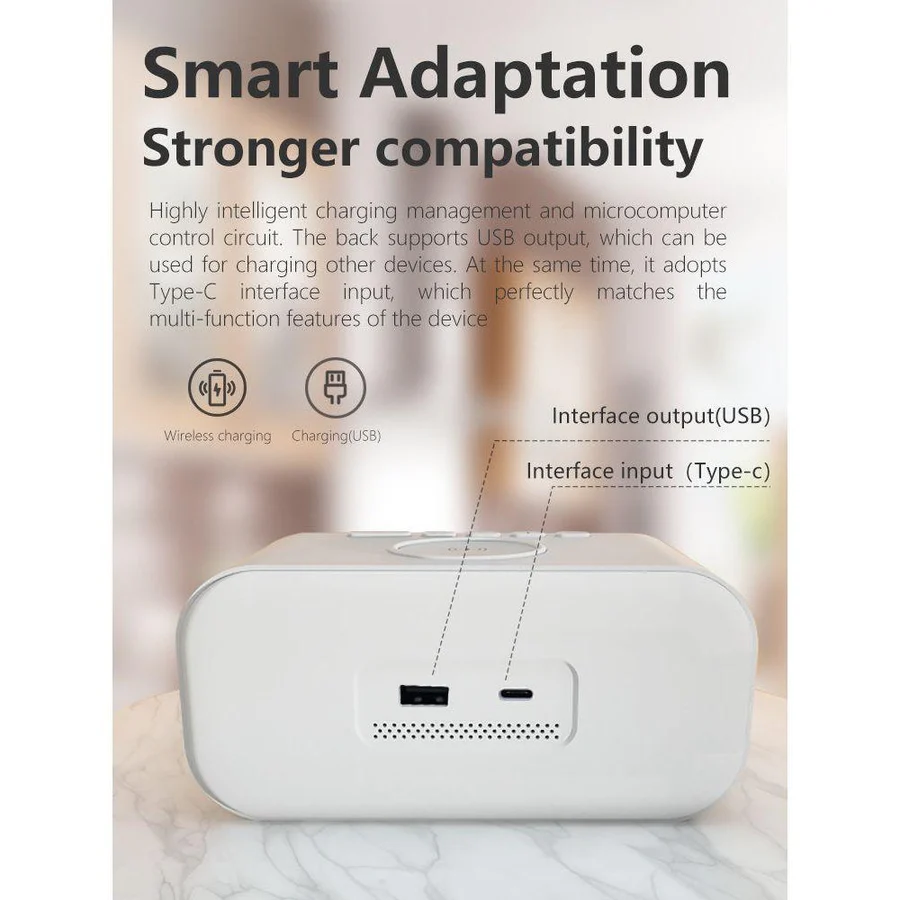 Wireless Charging Alarm Clock | Qi-Enabled Charging Pad with LED Display | Adjustable Brightness, Snooze &amp; Touch Controls 4