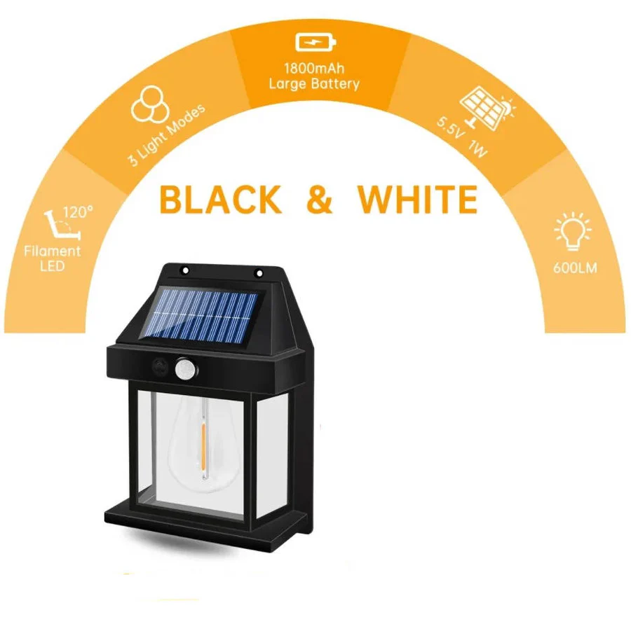 Solar Wall Lamp Outdoor Weatherproof 120-Degree Sensor with 3 Lighting Modes 9
