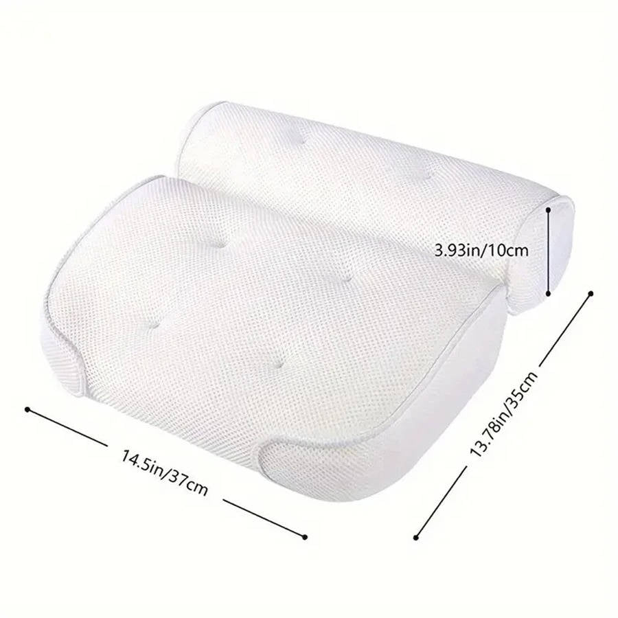 Bath Pillow 3D Mesh Fabric | 6 Suction Cups for Neck and Back Support | Quick Dry Non-Slip Tub Cushion with Hook 8