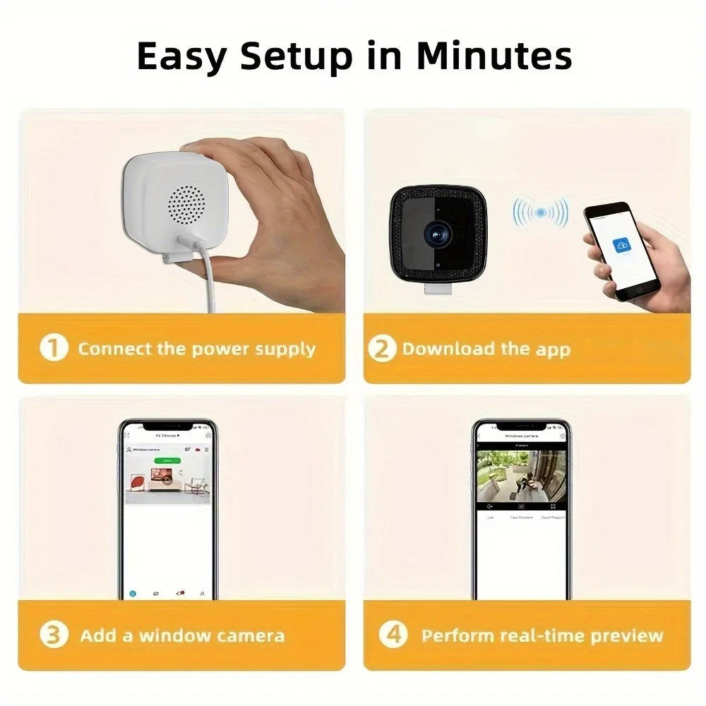 1080P Wifi Window Camera | Night Vision, Two Way Audio, Person Detection | 32GB Card, 24/7 Recording, Wide View 6
