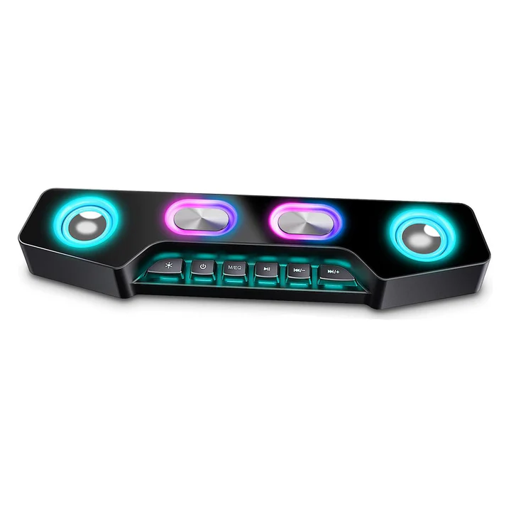 RGB Bluetooth Desktop Speakers | Bluetooth 5.1 Range up to 32.8ft | Dual Drivers, Rechargeable Battery, Mic Port 1