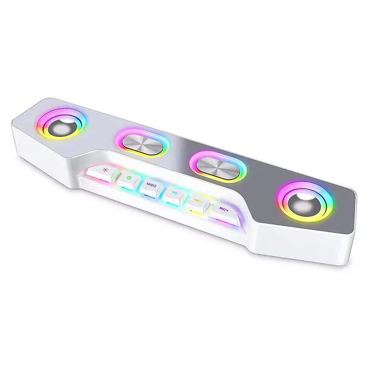 RGB Bluetooth Desktop Speakers | Bluetooth 5.1 Range up to 32.8ft | Dual Drivers, Rechargeable Battery, Mic Port 2