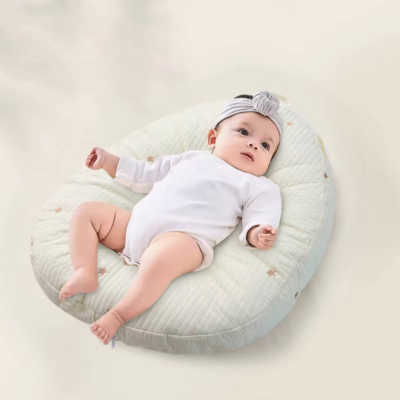 Baby Lounger Pillow Cotton | Contoured Support with Side Pocket and Carry Handles | Non Slip Breathable Nest for Naps 9