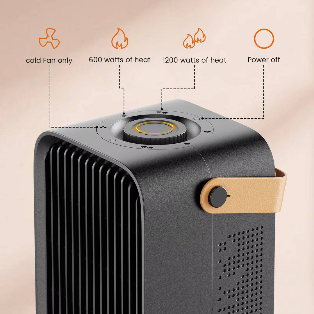 Portable Ceramic Desktop Heater | 1200W PTC Element with 3 Heat Settings | Tip-Over Auto Shutoff &amp; Overheat Protection 3