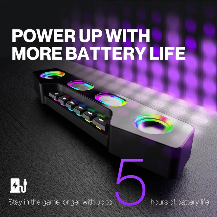 RGB Bluetooth Desktop Speakers | Bluetooth 5.1 Range up to 32.8ft | Dual Drivers, Rechargeable Battery, Mic Port 5