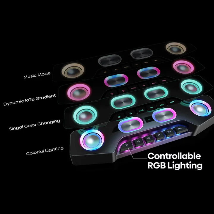 RGB Bluetooth Desktop Speakers | Bluetooth 5.1 Range up to 32.8ft | Dual Drivers, Rechargeable Battery, Mic Port 4