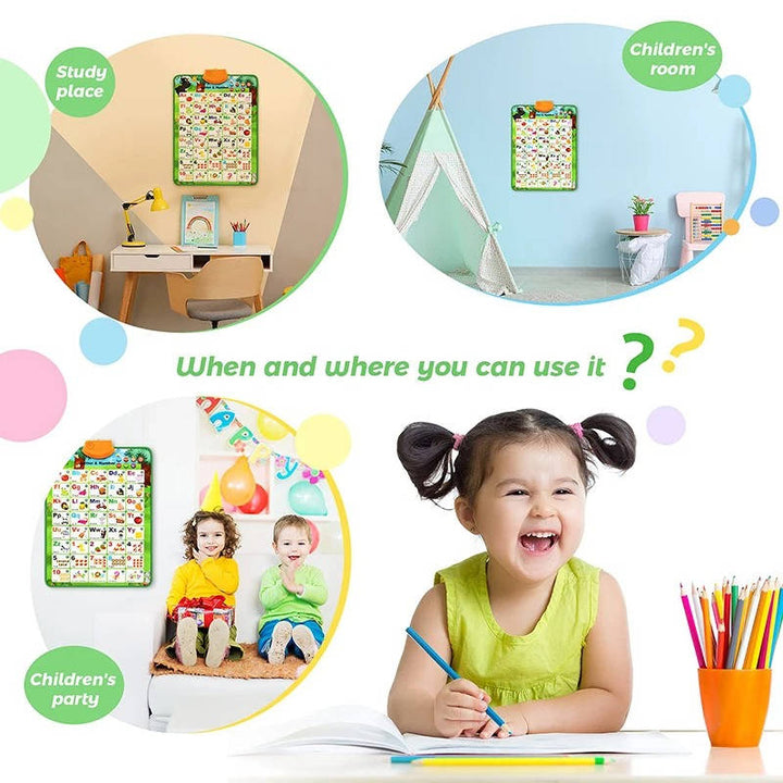Alphabet Interactive Learning Toy | Touch Sound Letters, Numbers &amp; Quiz Mode | Waterproof Wipe-Clean Poster for Toddlers 5