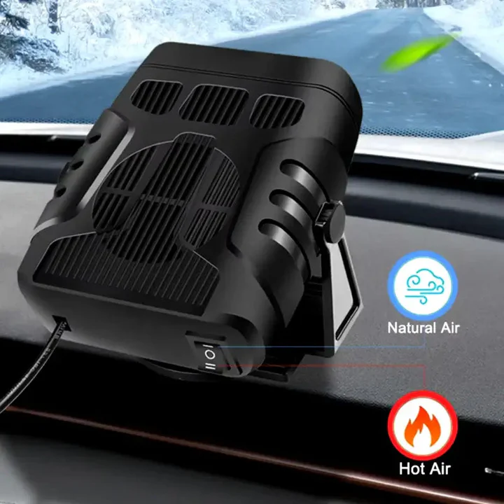 Portable Car Heater and Cooling Fan 12V with Dual Heating and Cooling Modes | 360° Rotatable Dashboard Mount | Fast Defrost 3